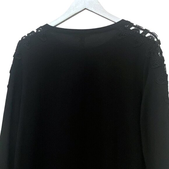 DG2 DIANE GILMAN Black Top Size XL Lace Tee Long Sleeve Womens Rayon Blend NWT - Picture 7 of 11